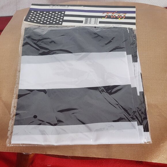 Fly it Proudly Black Blue and White Poly Police Blue Line Flag Size 3ft x 5ft - Picture 13 of 16